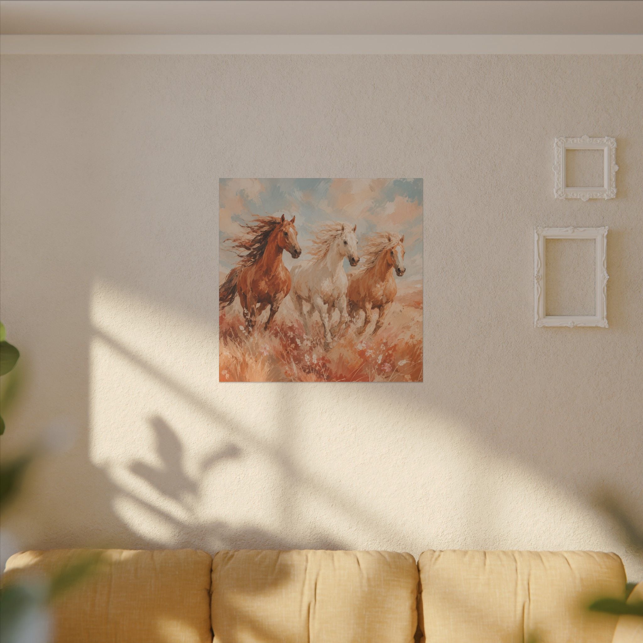 Galloping Trio Horse Canvas — Matte Stretched Wall Art