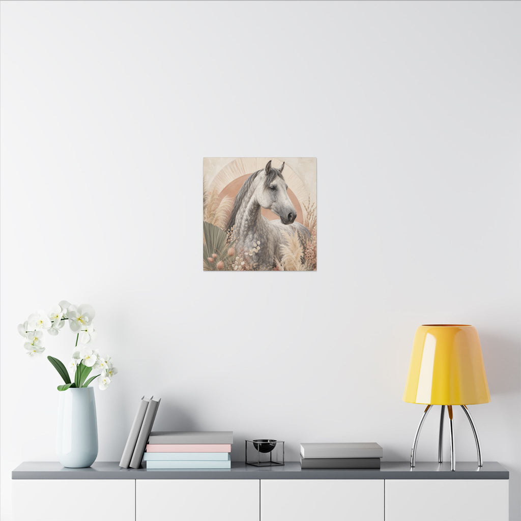 Horse Canvas Wall Art — Boho Gray Horse Matte Stretched Canvas