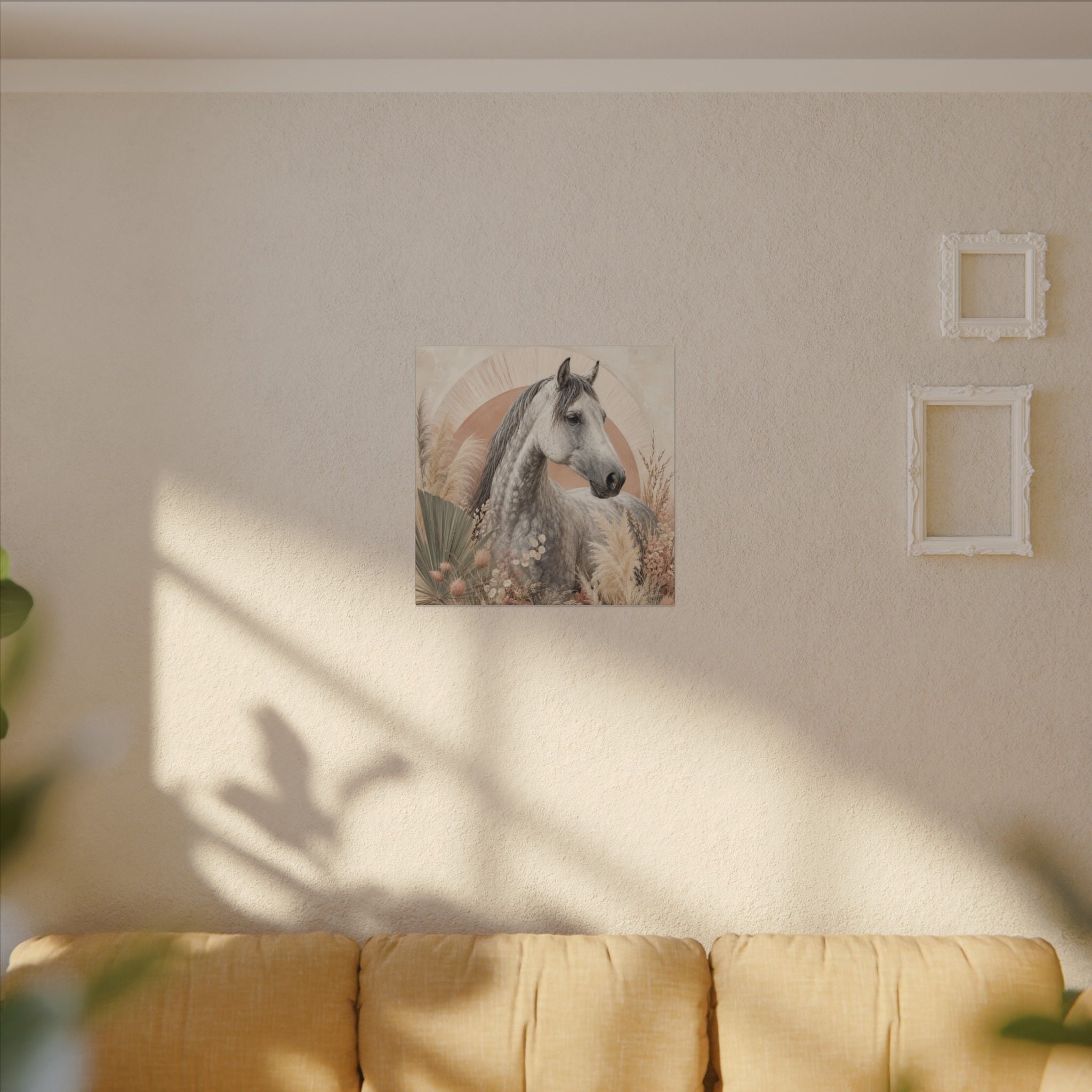 Horse Canvas Wall Art — Boho Gray Horse Matte Stretched Canvas