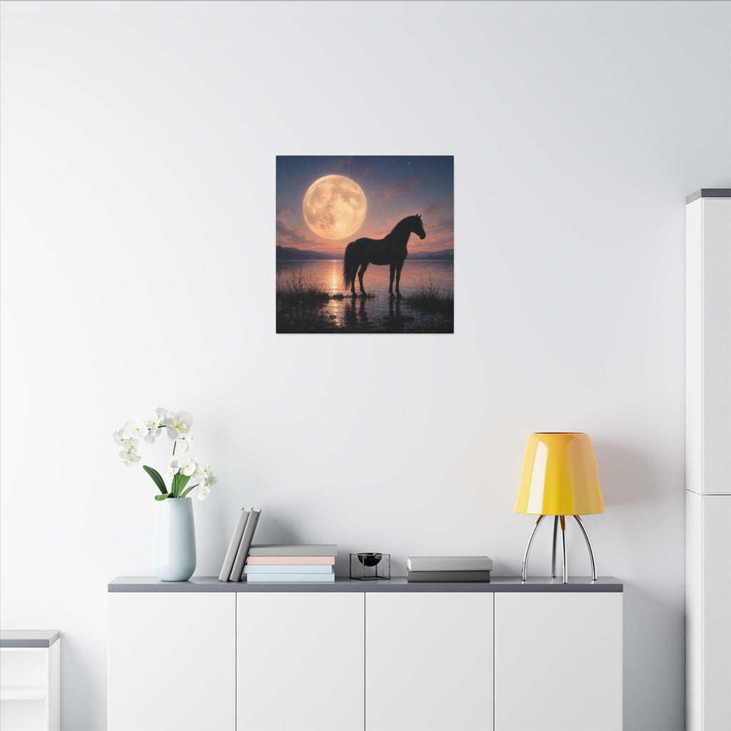 Horse Silhouette Moonlight Canvas
