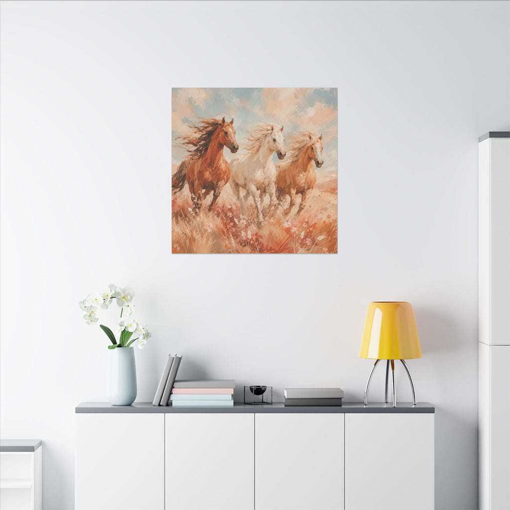 Galloping Trio Horse Canvas — Matte Stretched Wall Art