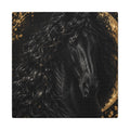 Black Stallion Canvas Print — Elegant Horse Wall Art with Gold Moon