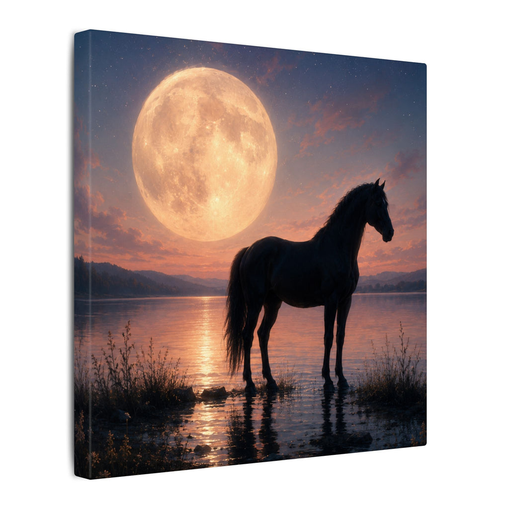 Horse Silhouette Moonlight Canvas