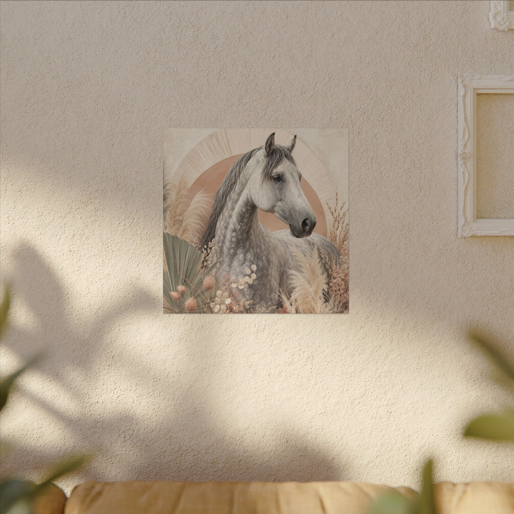 Horse Canvas Wall Art — Boho Gray Horse Matte Stretched Canvas