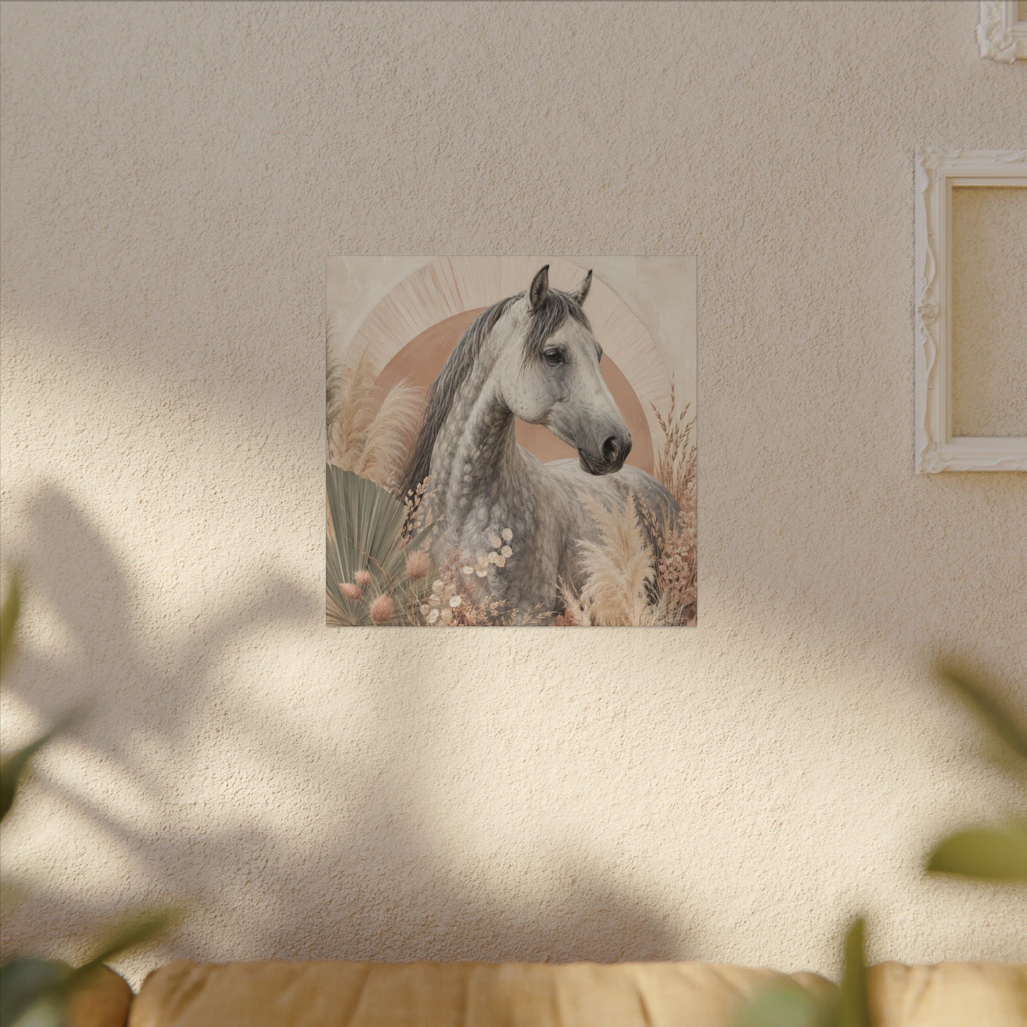 Horse Canvas Wall Art — Boho Gray Horse Matte Stretched Canvas