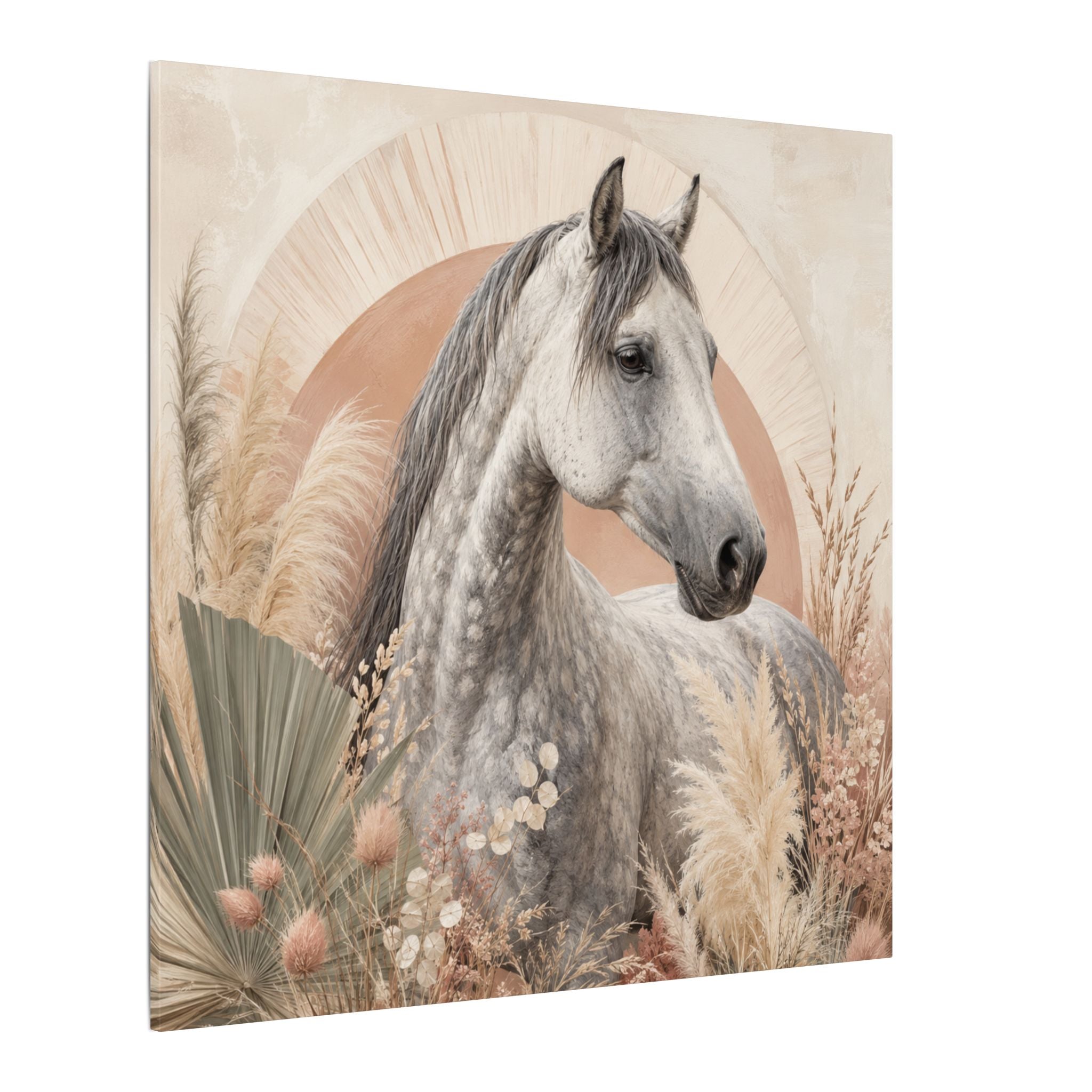 Horse Canvas Wall Art — Boho Gray Horse Matte Stretched Canvas
