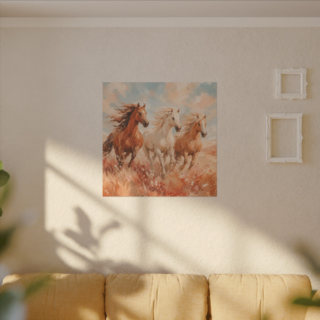 Galloping Trio Horse Canvas — Matte Stretched Wall Art
