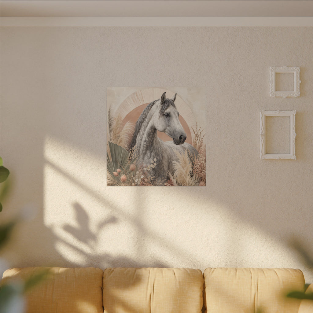 Horse Canvas Wall Art — Boho Gray Horse Matte Stretched Canvas