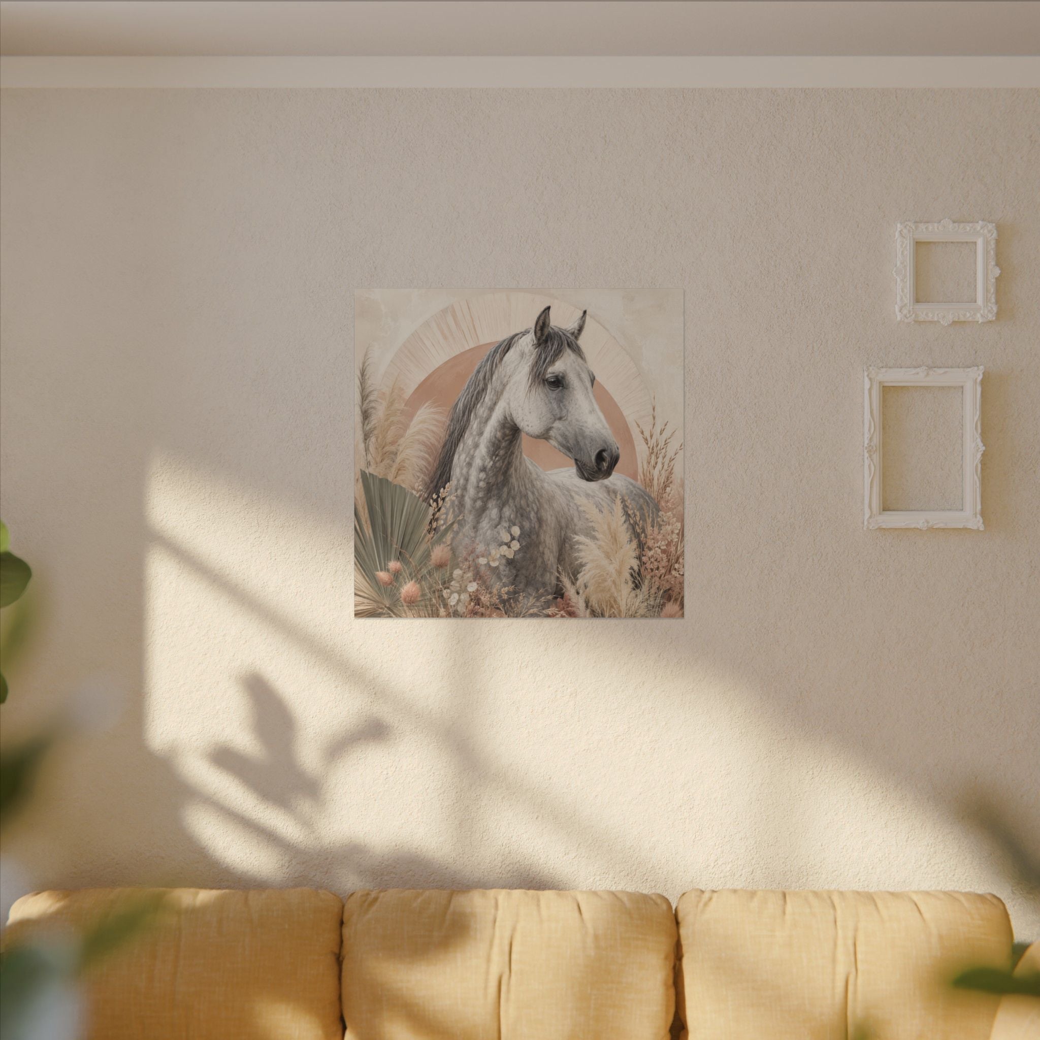 Horse Canvas Wall Art — Boho Gray Horse Matte Stretched Canvas