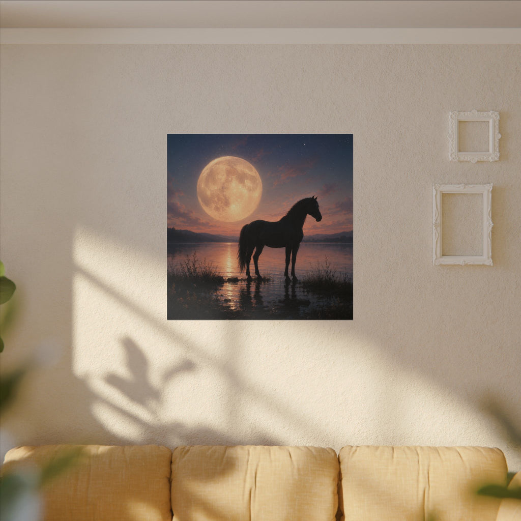 Horse Silhouette Moonlight Canvas