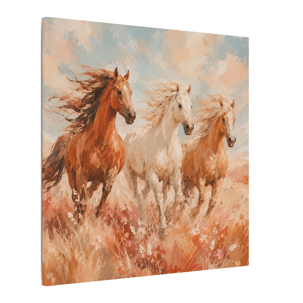 Galloping Trio Horse Canvas — Matte Stretched Wall Art