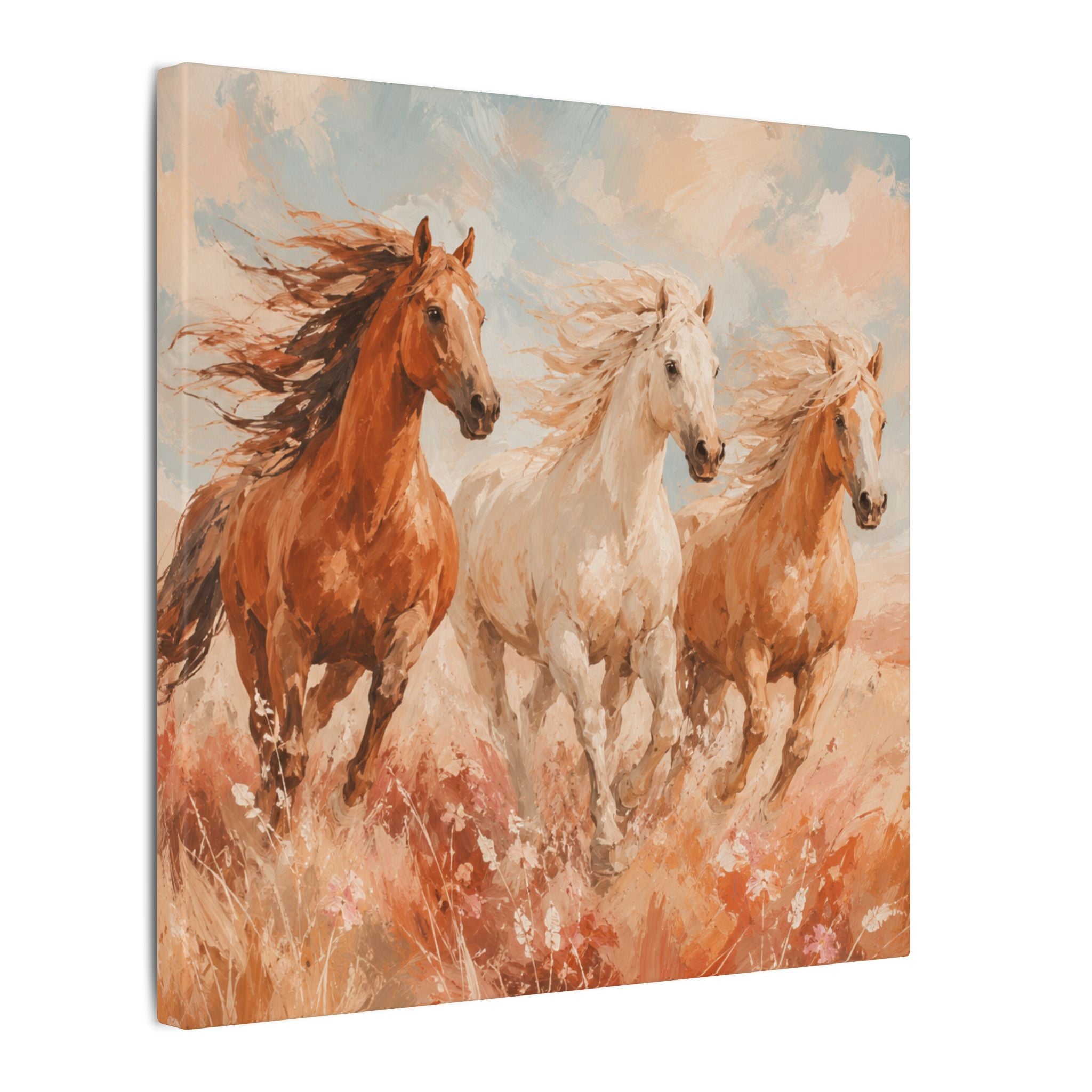 Galloping Trio Horse Canvas — Matte Stretched Wall Art