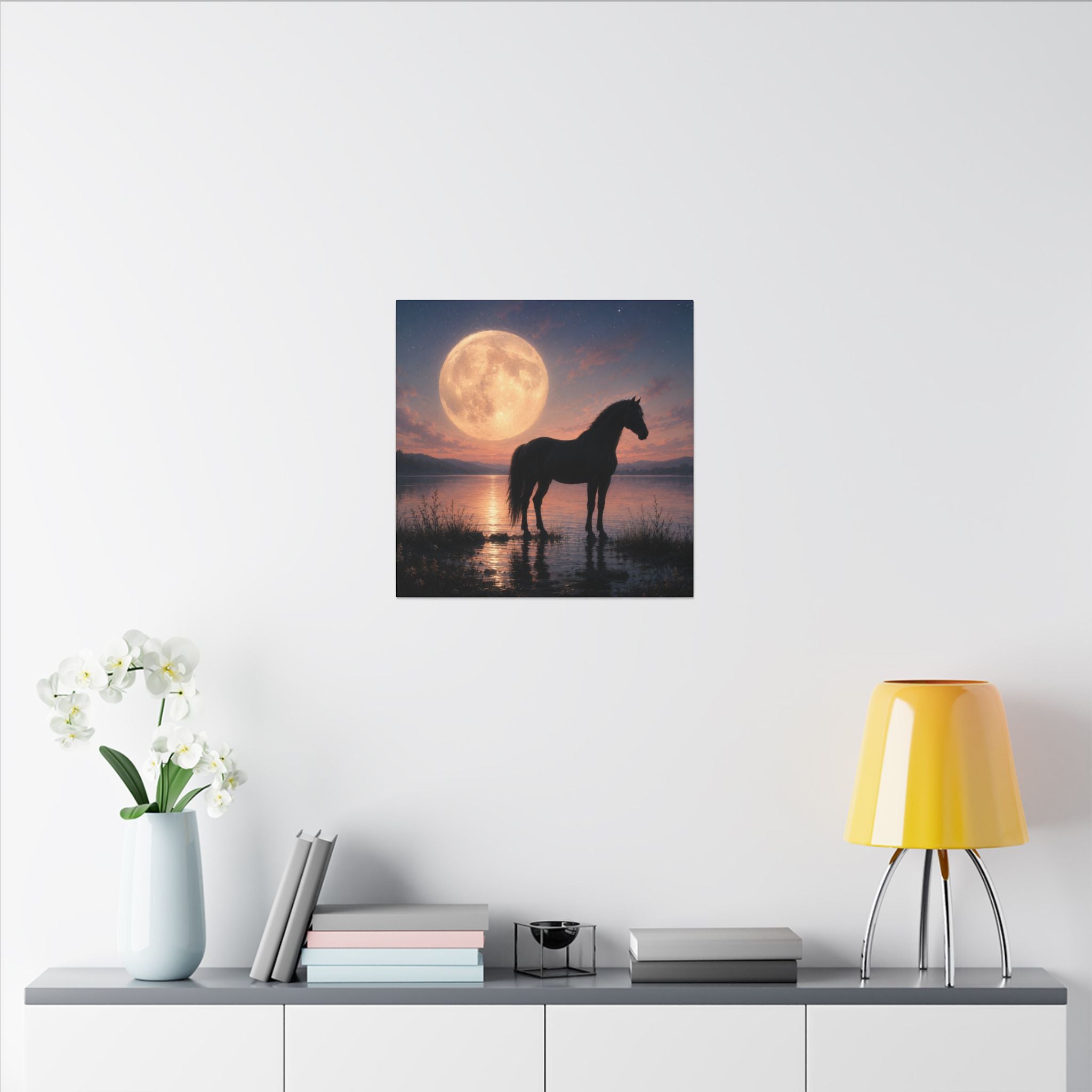 Horse Silhouette Moonlight Canvas