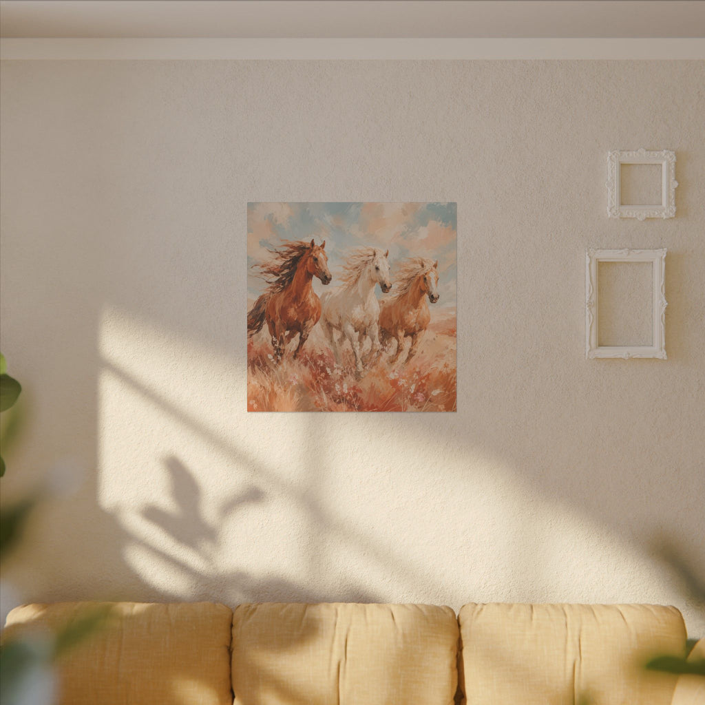 Galloping Trio Horse Canvas — Matte Stretched Wall Art