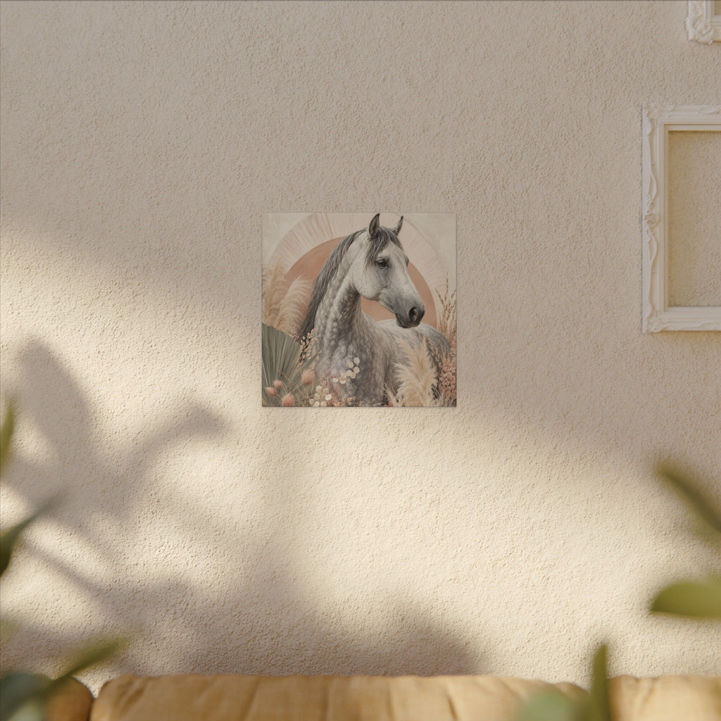 Horse Canvas Wall Art — Boho Gray Horse Matte Stretched Canvas