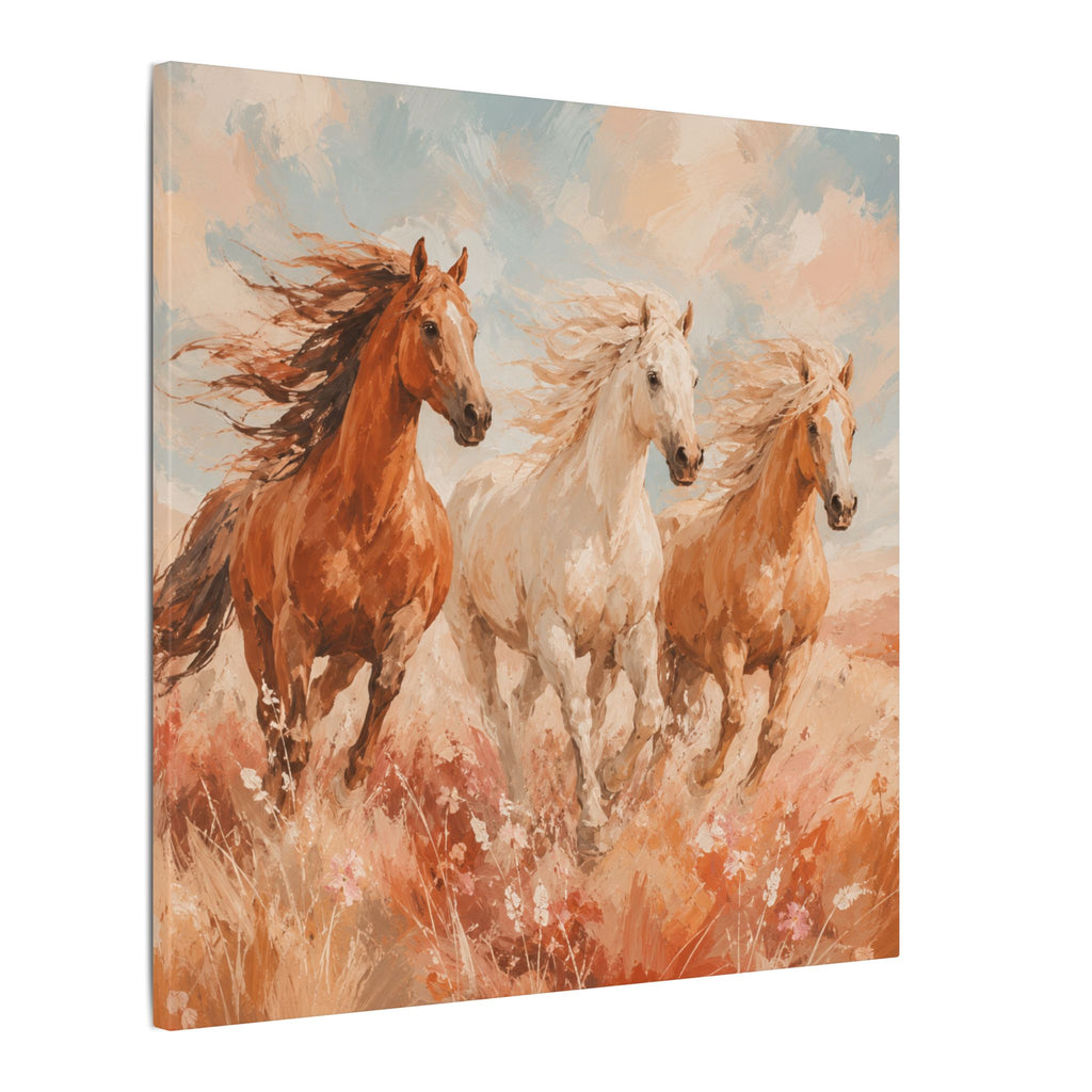 Galloping Trio Horse Canvas — Matte Stretched Wall Art