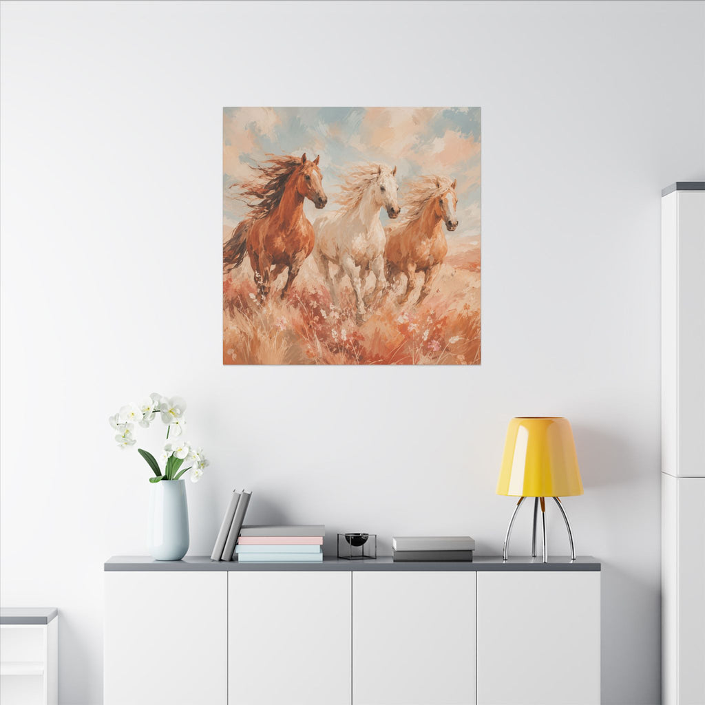 Galloping Trio Horse Canvas — Matte Stretched Wall Art