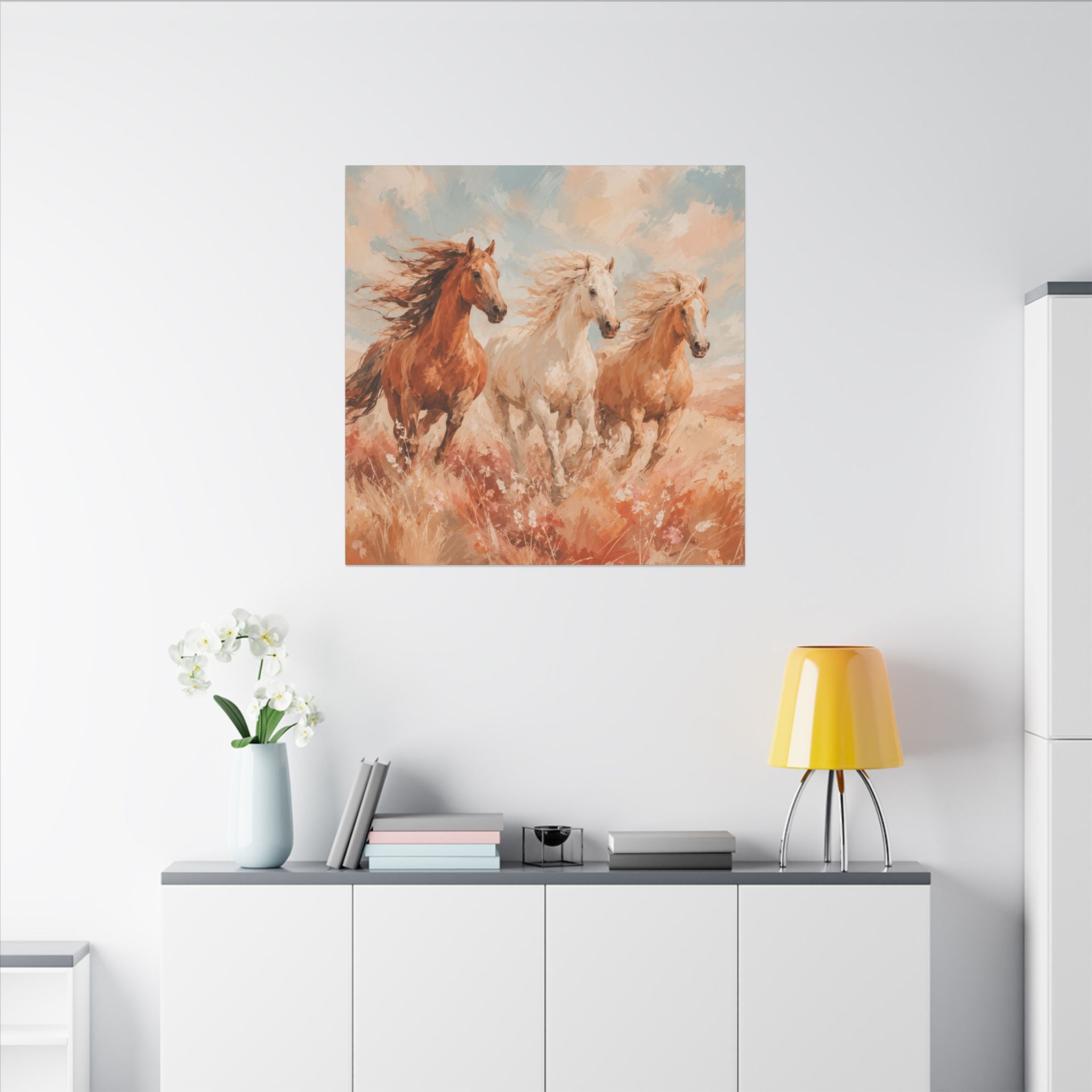 Galloping Trio Horse Canvas — Matte Stretched Wall Art