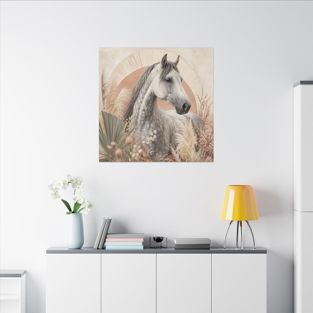 Horse Canvas Wall Art — Boho Gray Horse Matte Stretched Canvas