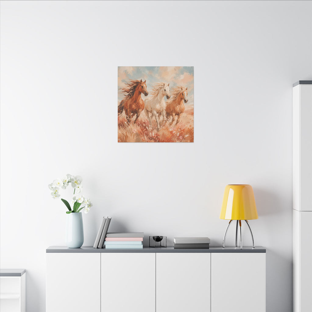 Galloping Trio Horse Canvas — Matte Stretched Wall Art