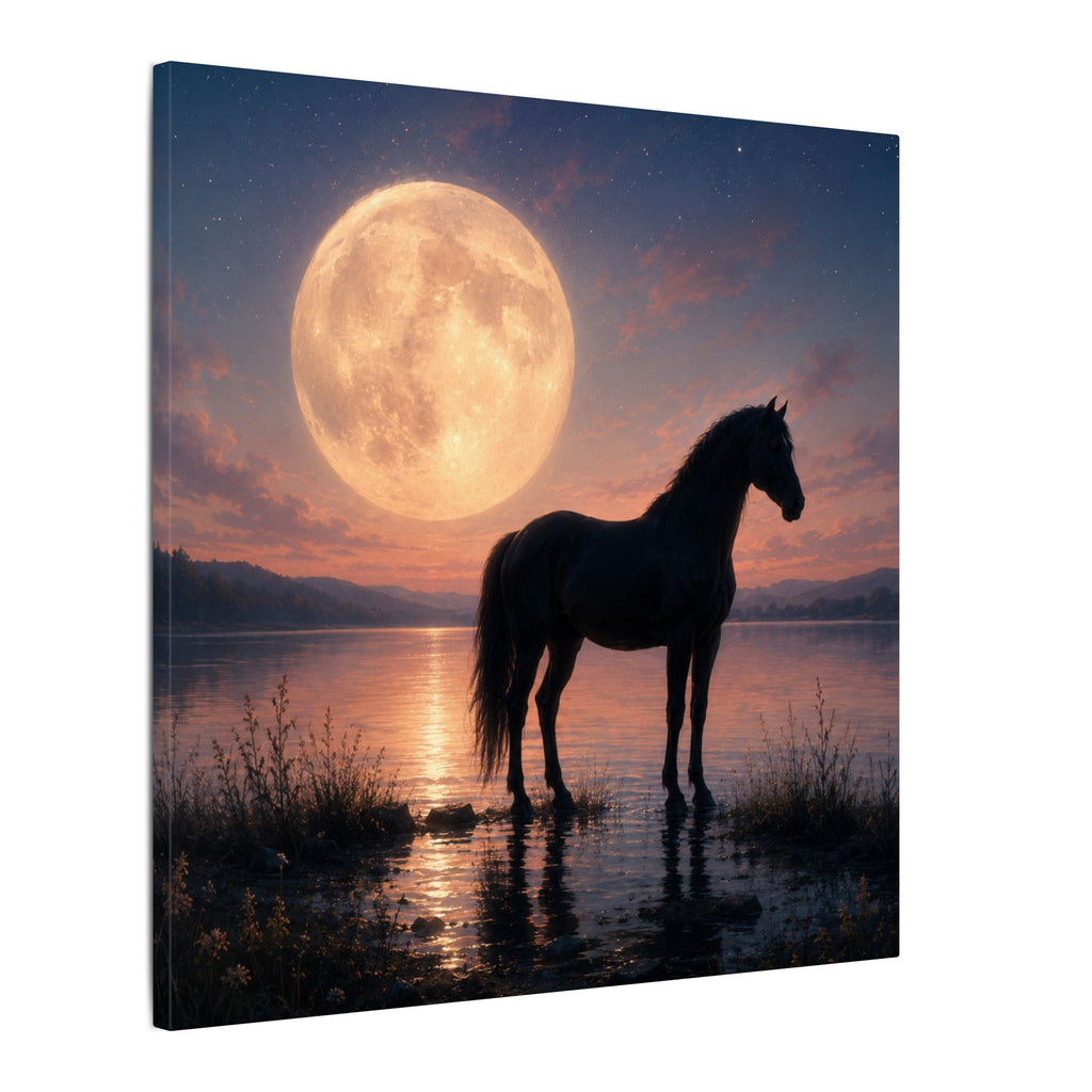 Horse Silhouette Moonlight Canvas