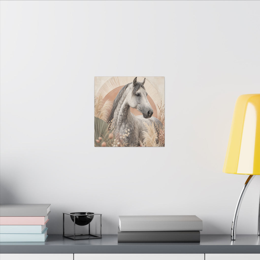 Horse Canvas Wall Art — Boho Gray Horse Matte Stretched Canvas