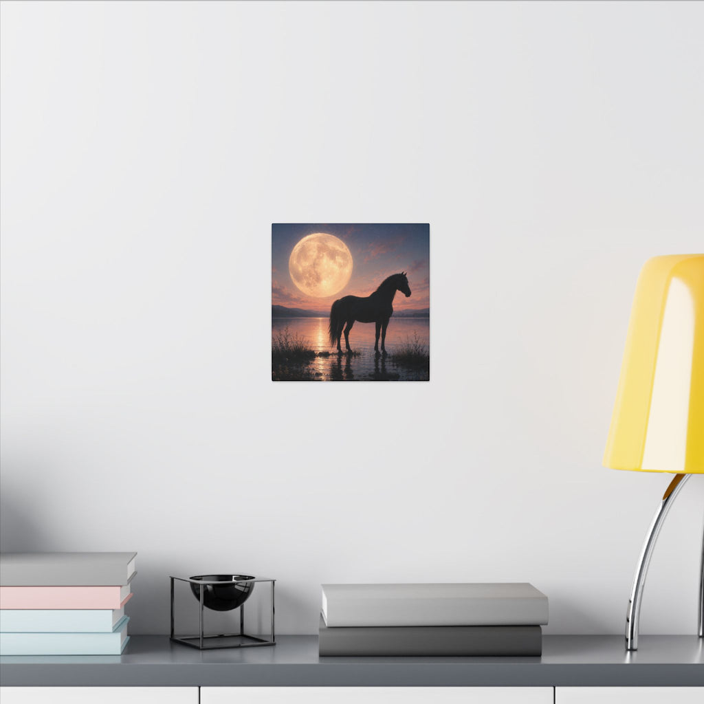Horse Silhouette Moonlight Canvas