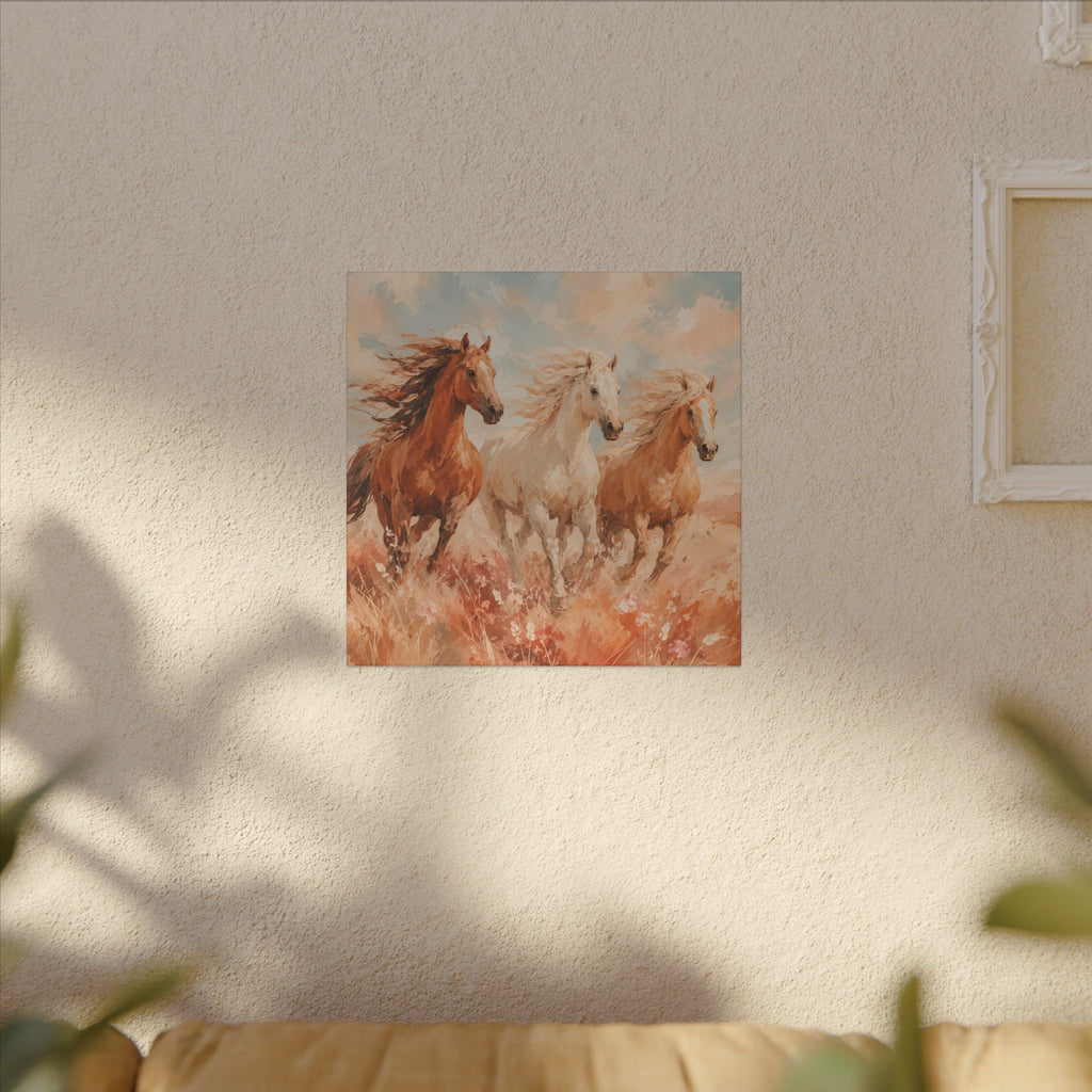 Galloping Trio Horse Canvas — Matte Stretched Wall Art