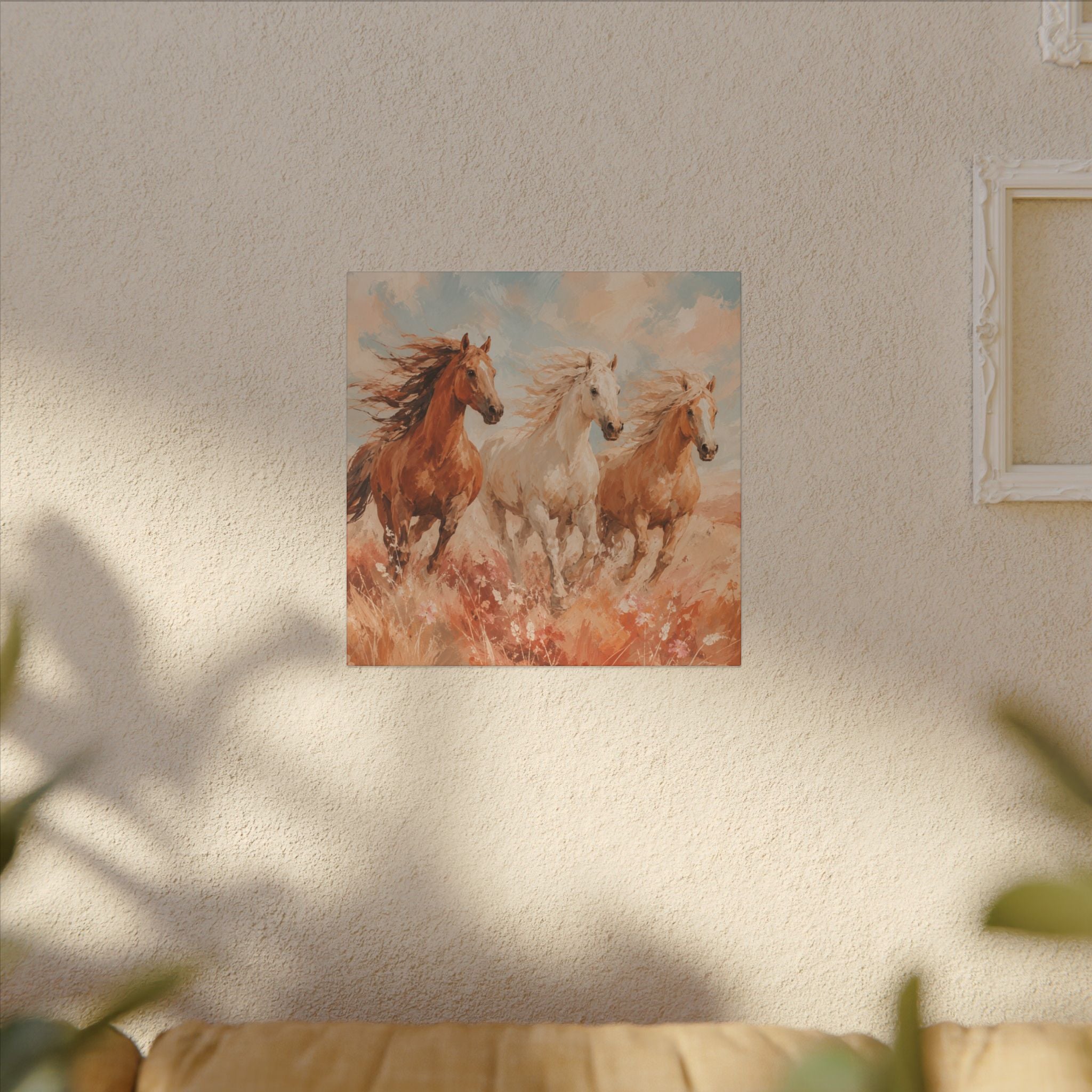 Galloping Trio Horse Canvas — Matte Stretched Wall Art