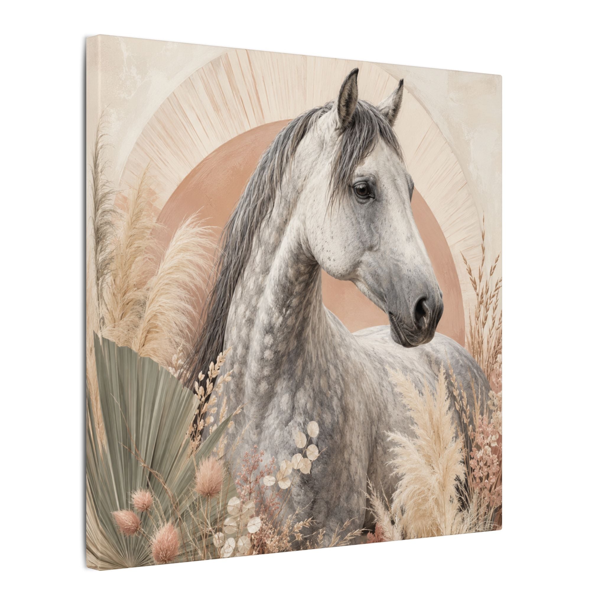 Horse Canvas Wall Art — Boho Gray Horse Matte Stretched Canvas