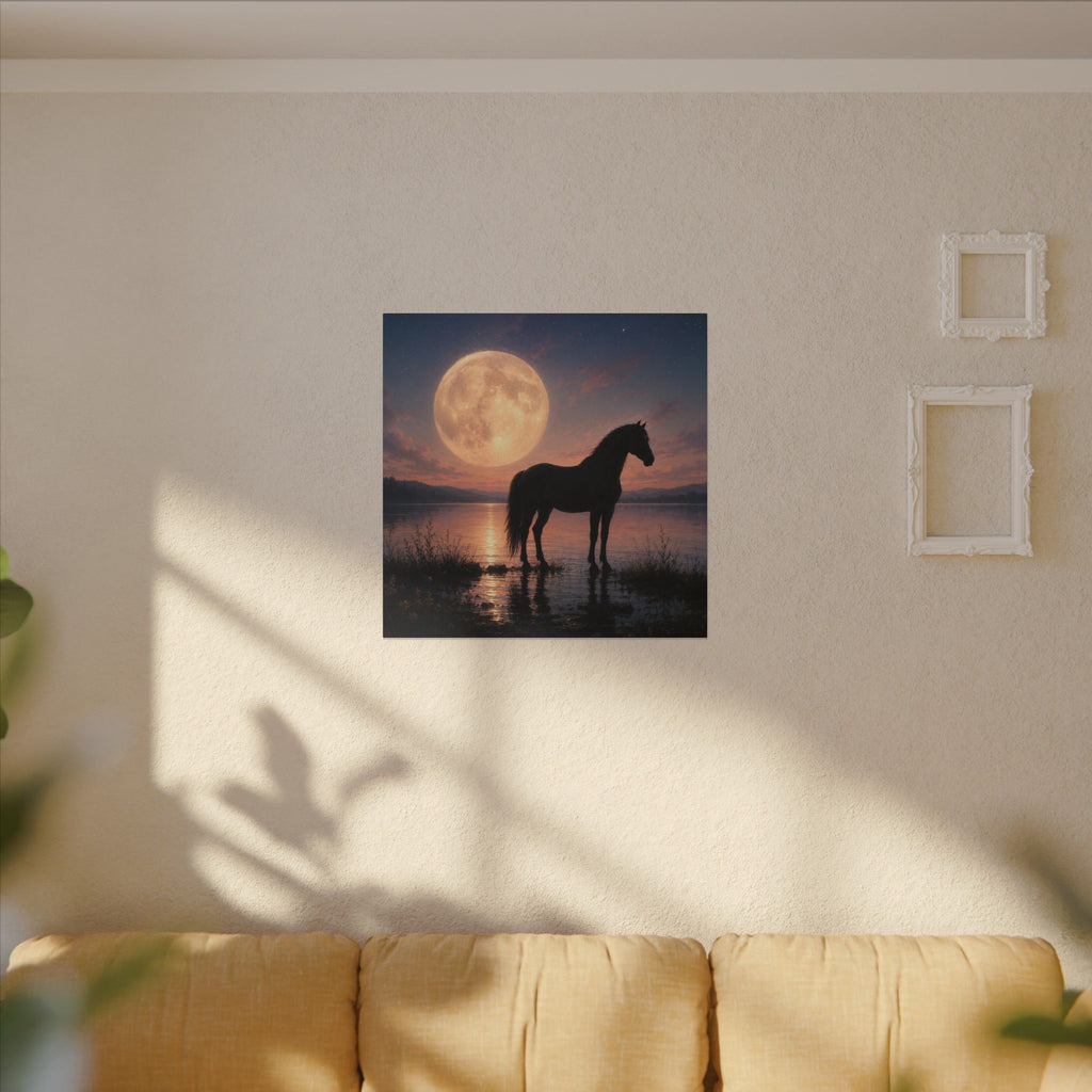 Horse Silhouette Moonlight Canvas