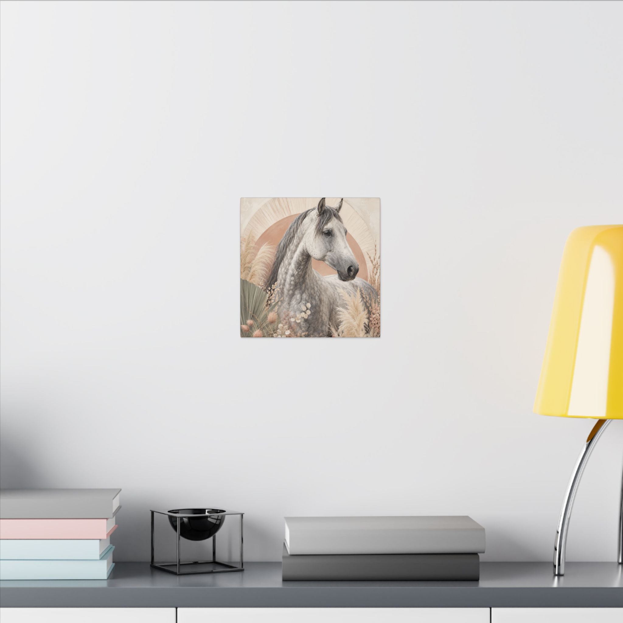 Horse Canvas Wall Art — Boho Gray Horse Matte Stretched Canvas