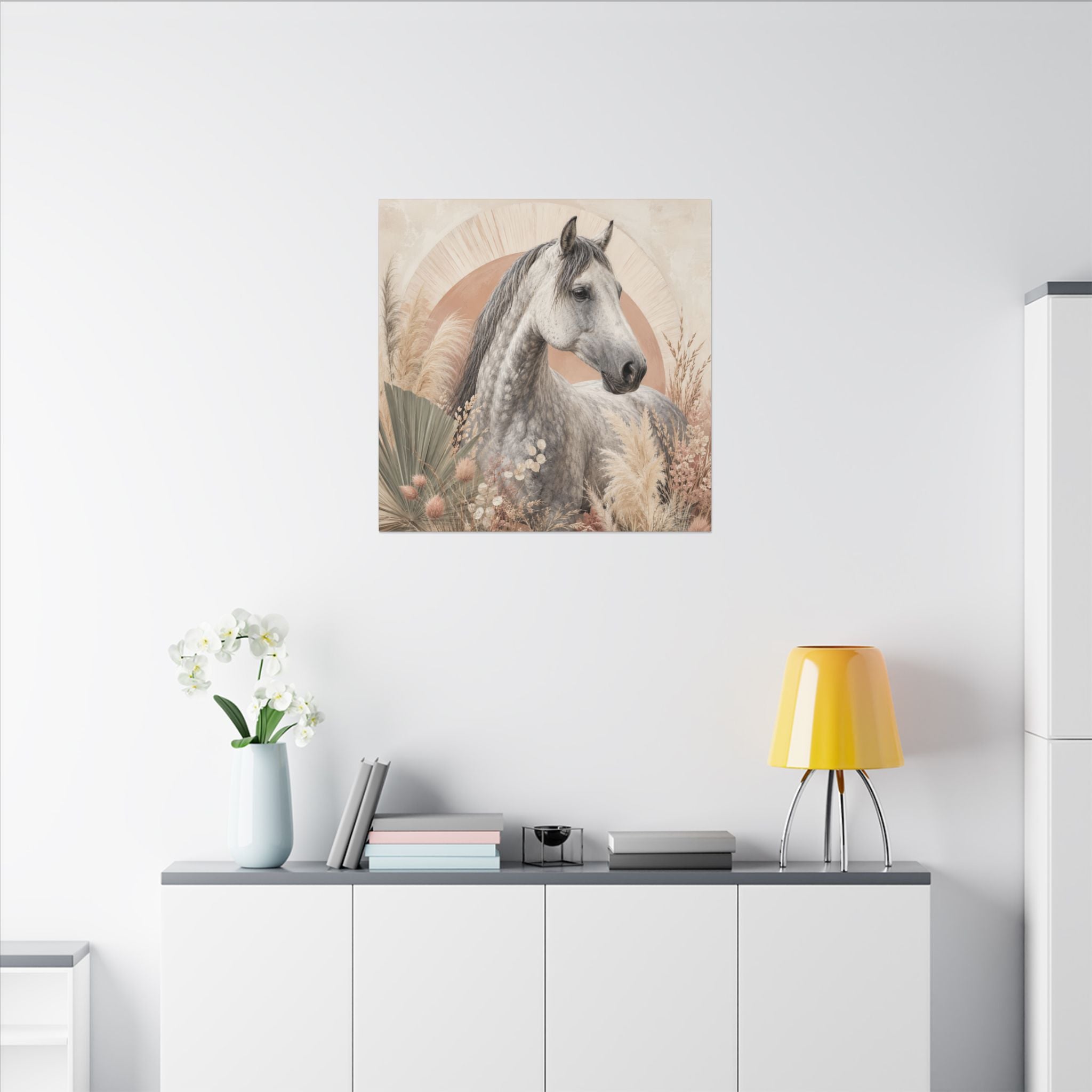 Horse Canvas Wall Art — Boho Gray Horse Matte Stretched Canvas
