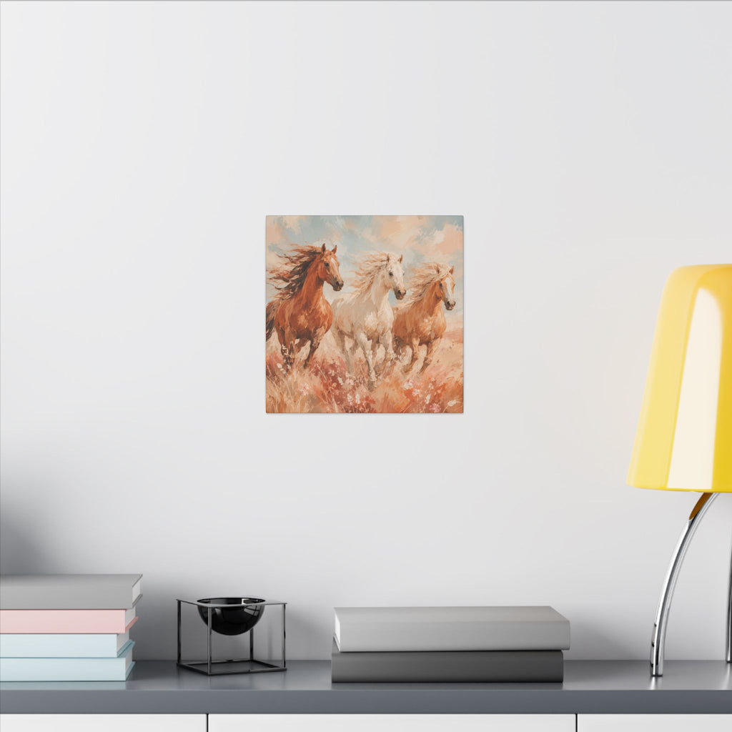 Galloping Trio Horse Canvas — Matte Stretched Wall Art