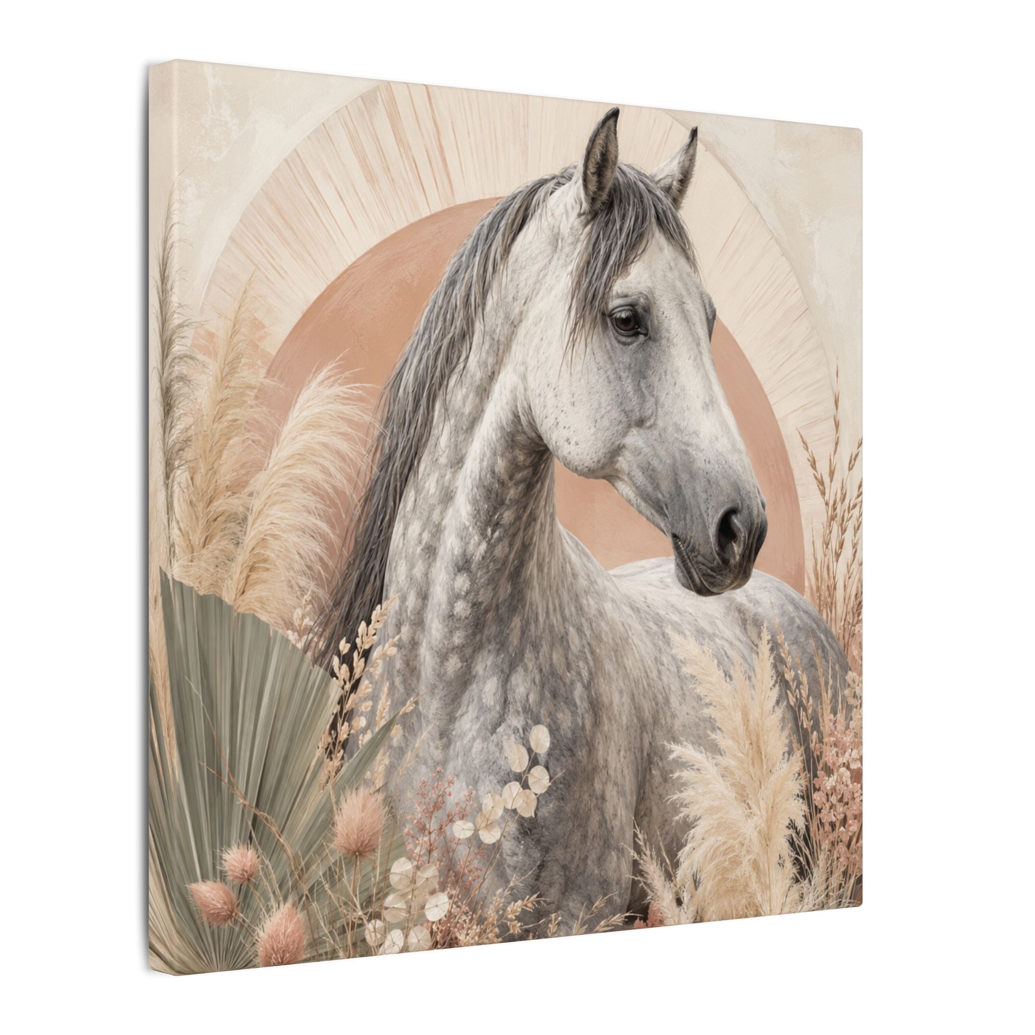 Horse Canvas Wall Art — Boho Gray Horse Matte Stretched Canvas