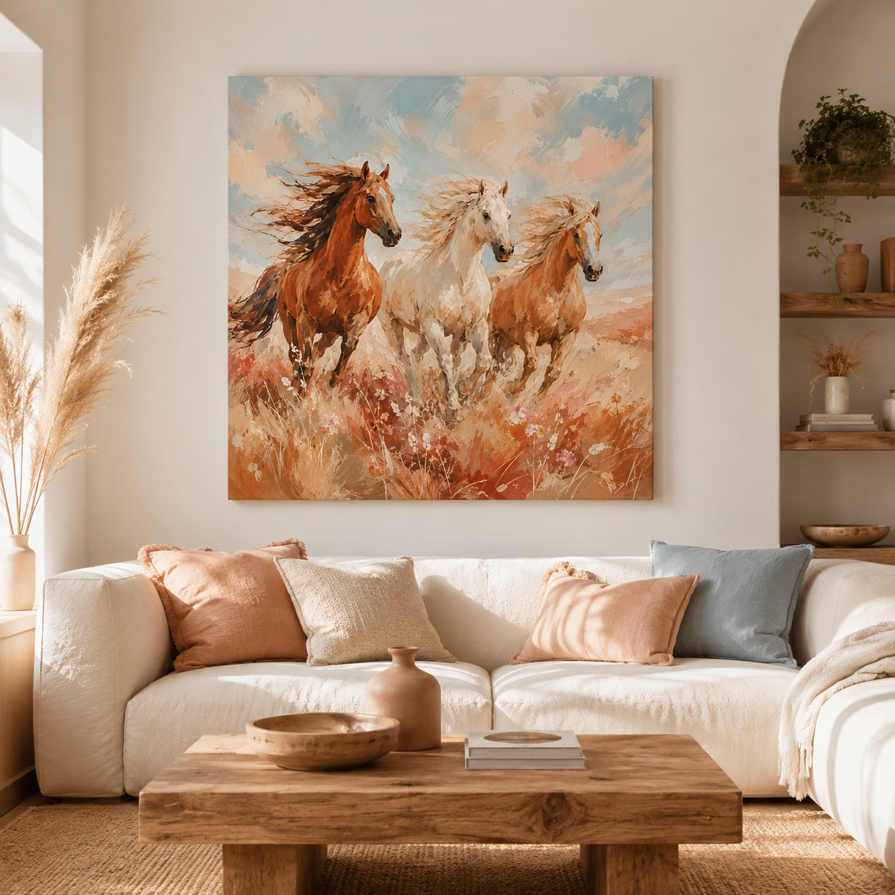 Galloping Trio Horse Canvas — Matte Stretched Wall Art