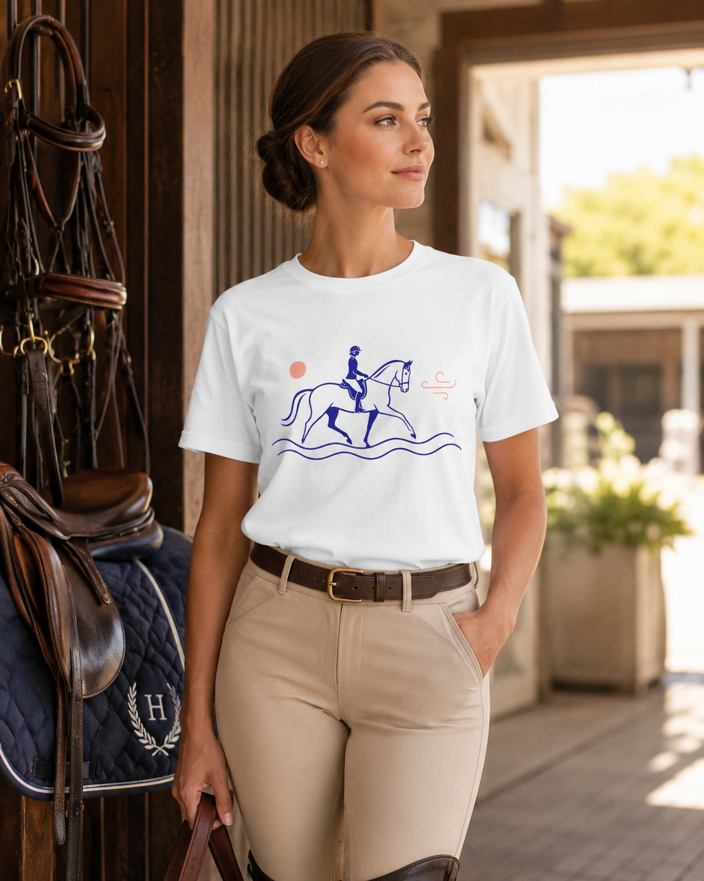 Equestrian Rider Tee (English Rider) — Minimalist Horseback Silhouette T-Shirt