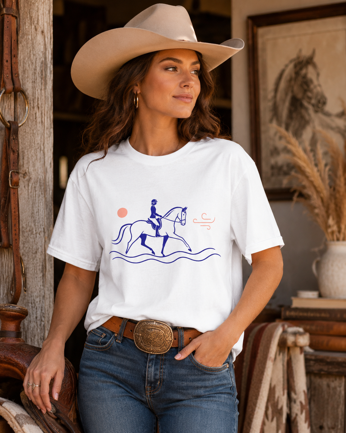 Equestrian Rider Tee (English Rider) — Minimalist Horseback Silhouette T-Shirt