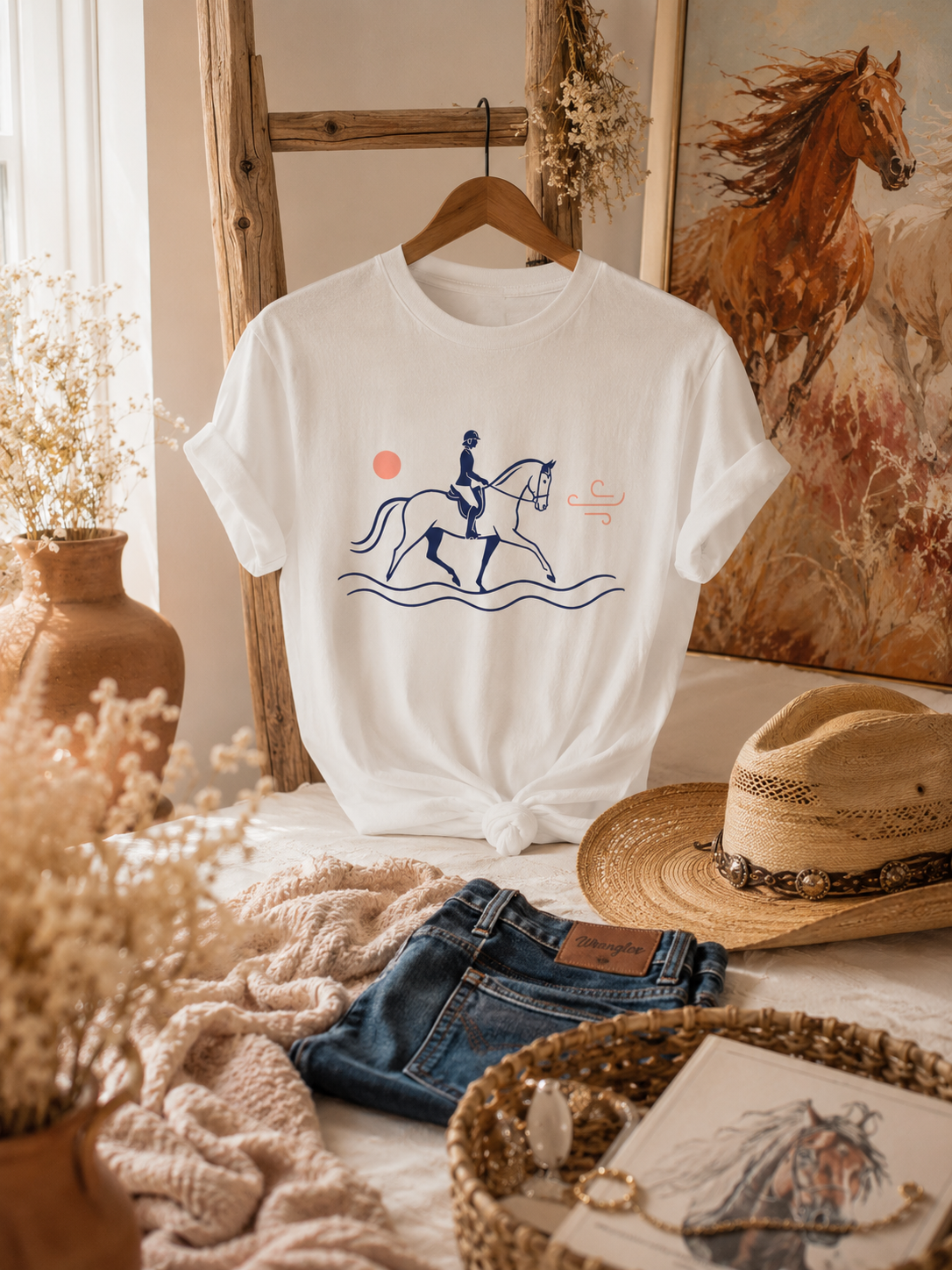 Equestrian Rider Tee (English Rider) — Minimalist Horseback Silhouette T-Shirt