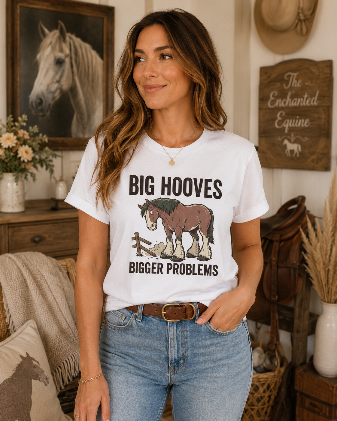 Big Hooves T-Shirt — Funny Horse Tee ("Big Hooves, Bigger Problems")