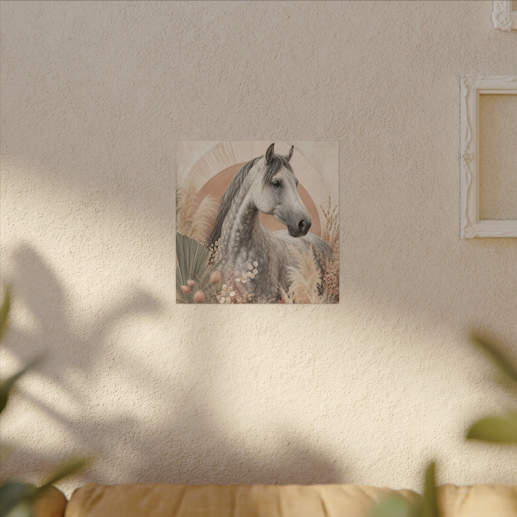 Horse Canvas Wall Art — Boho Gray Horse Matte Stretched Canvas