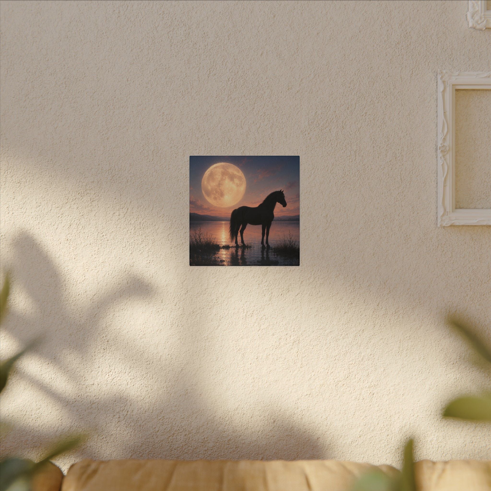 Horse Silhouette Moonlight Canvas
