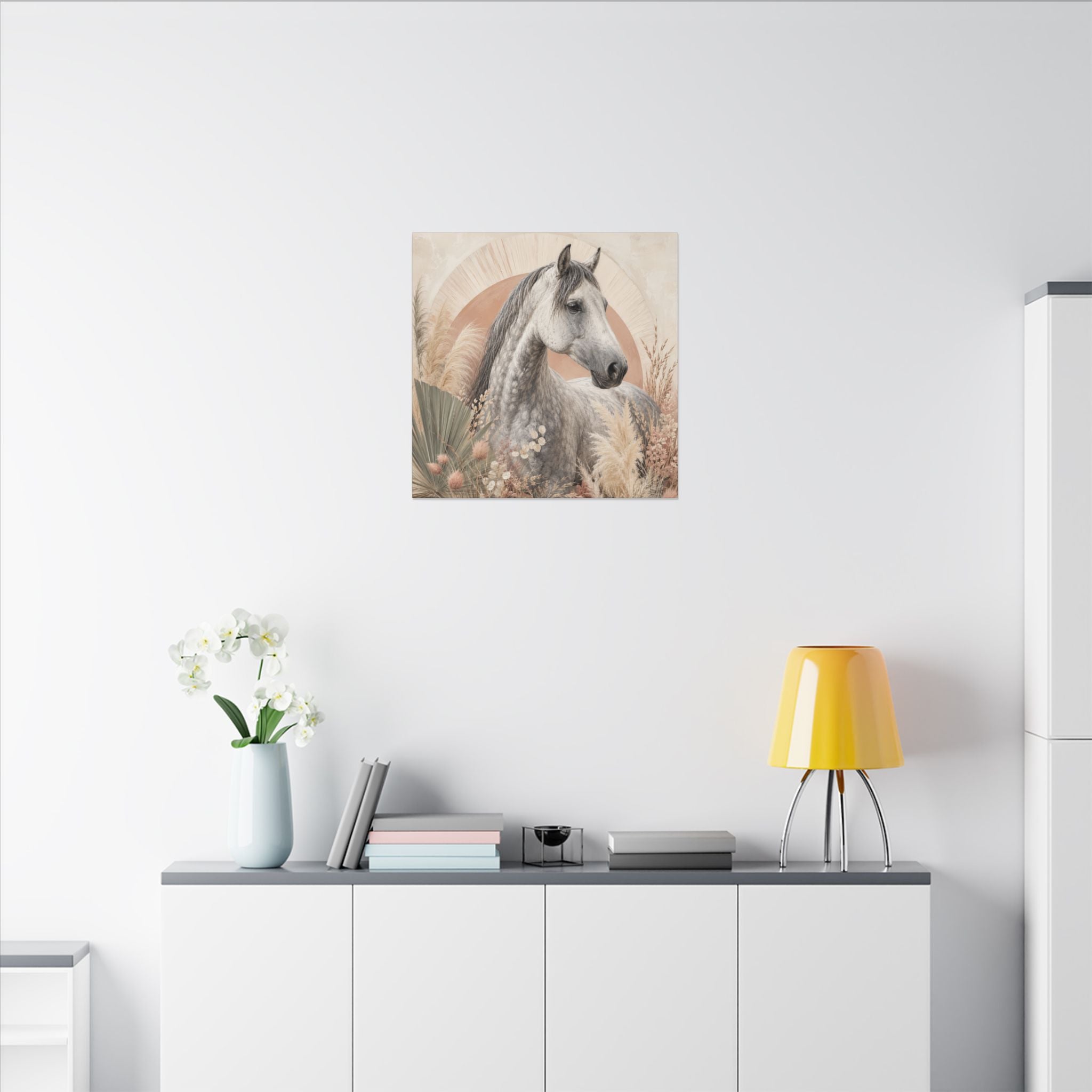 Horse Canvas Wall Art — Boho Gray Horse Matte Stretched Canvas
