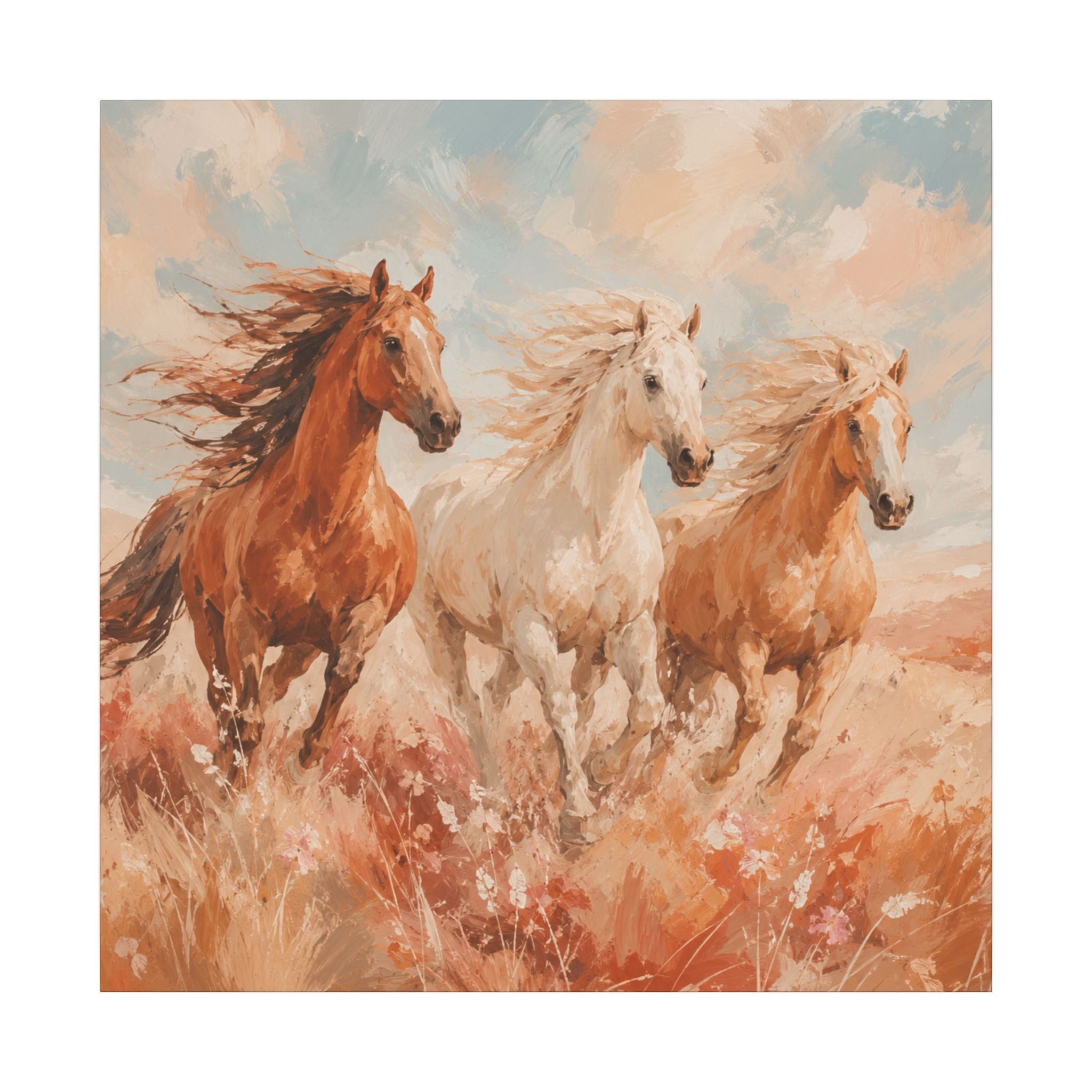 Galloping Trio Horse Canvas — Matte Stretched Wall Art