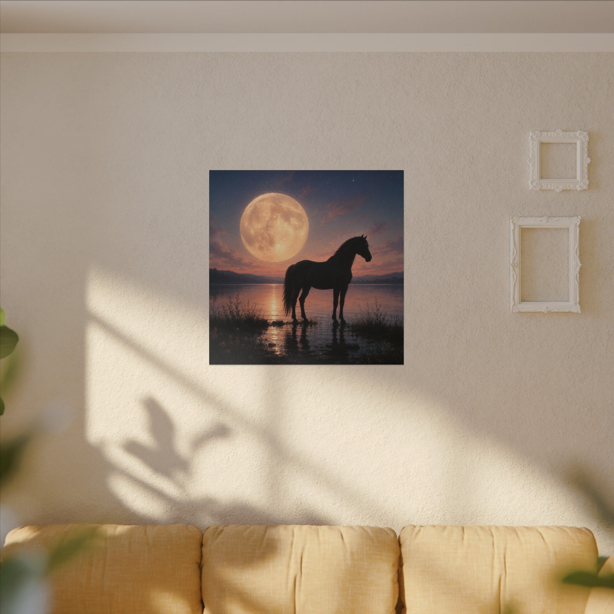 Horse Silhouette Moonlight Canvas