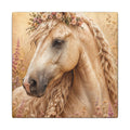 Golden Floral Horse Canvas Print — Matte Stretched Wall Art