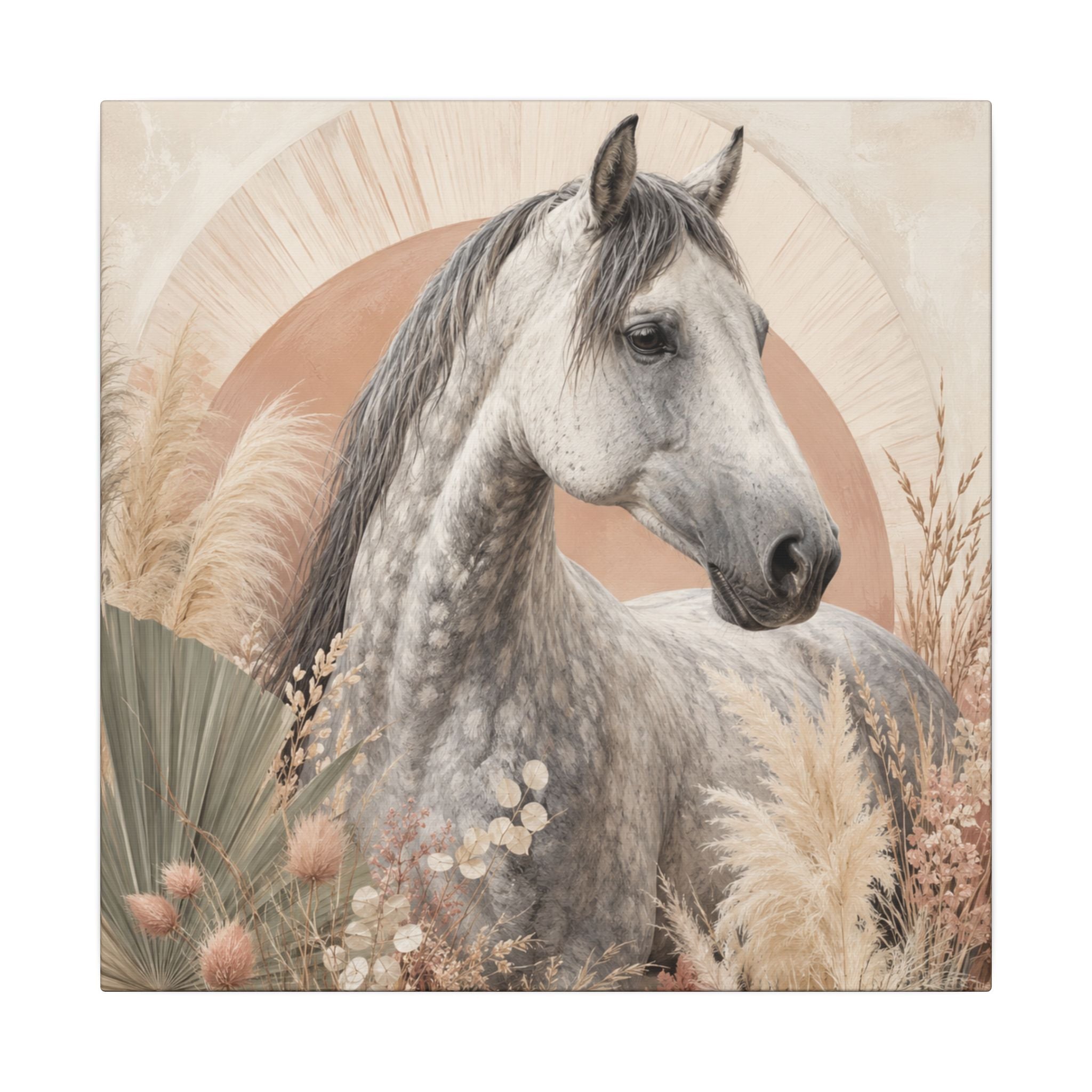 Horse Canvas Wall Art — Boho Gray Horse Matte Stretched Canvas