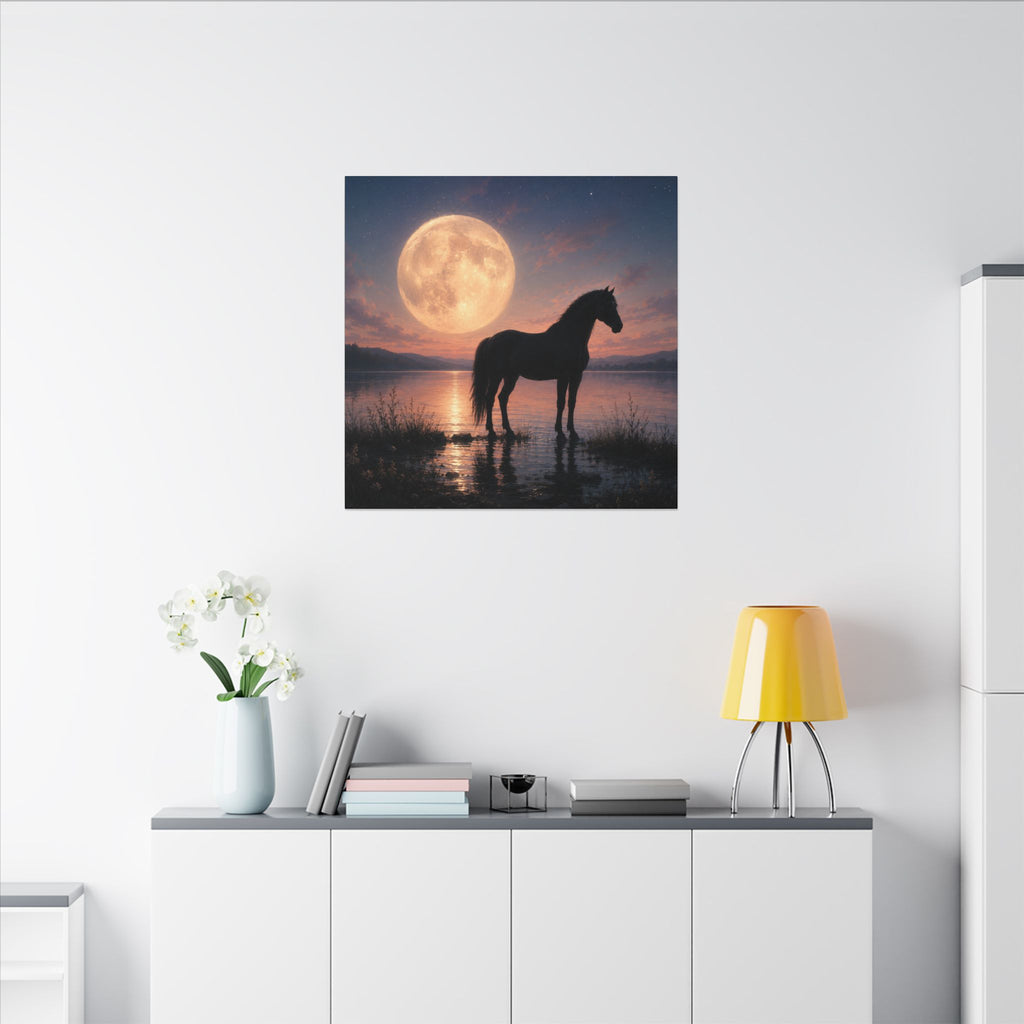 Horse Silhouette Moonlight Canvas