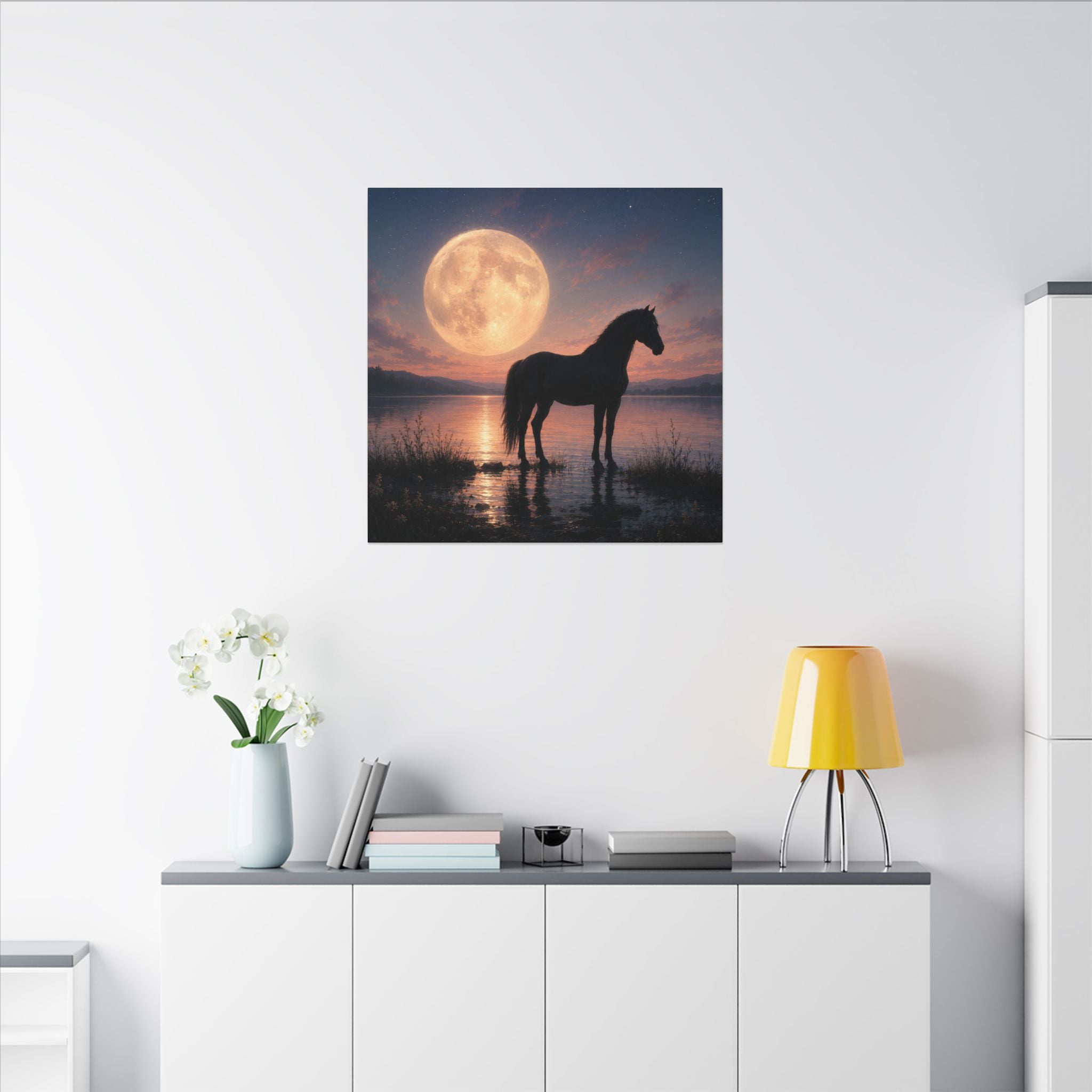 Horse Silhouette Moonlight Canvas