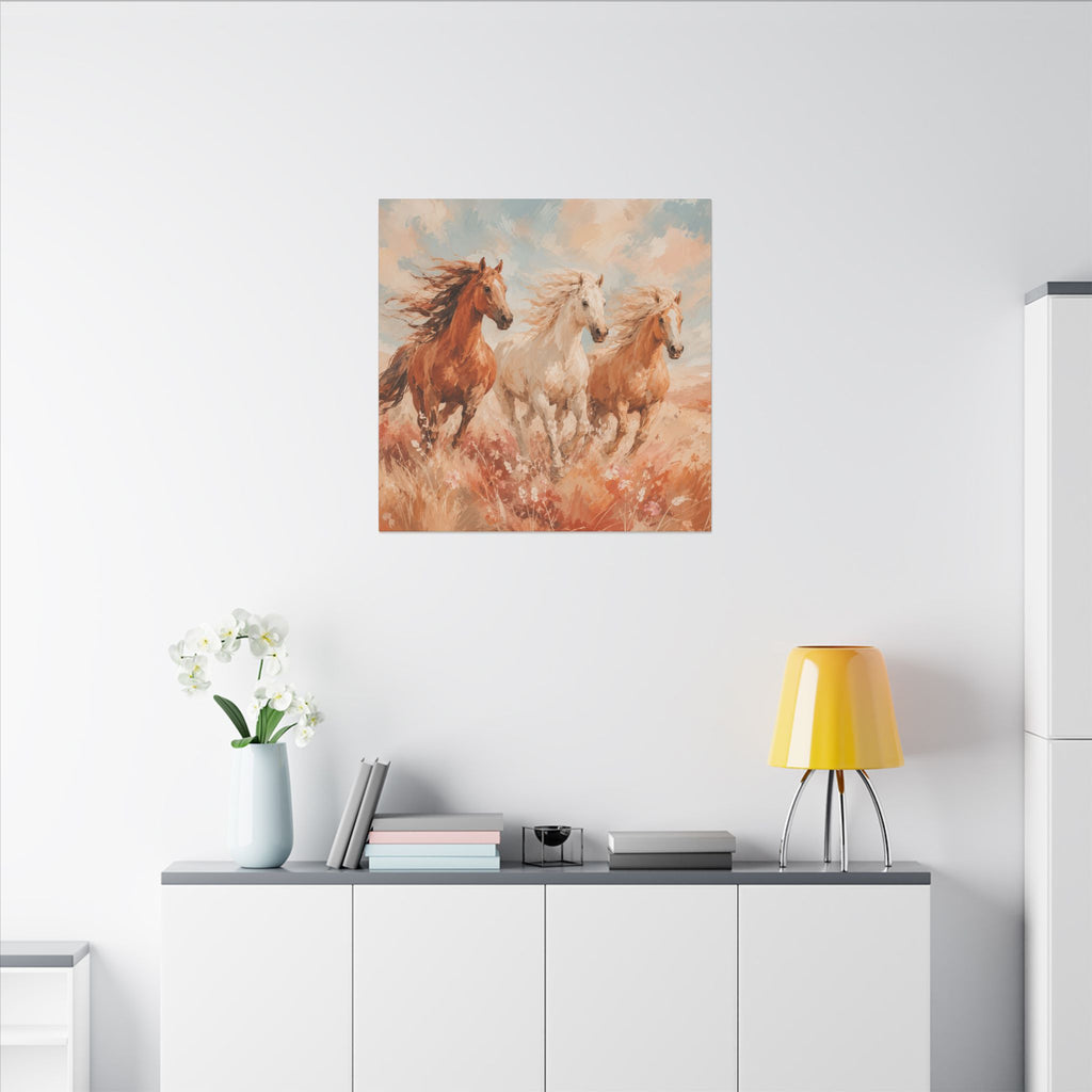 Galloping Trio Horse Canvas — Matte Stretched Wall Art
